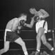 Jake LaMotta takes an uppercut from Sugar Ray Robinson. Photo credit: AP